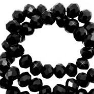 Faceted glass beads 3x2mm disc Jet black-pearl shine coating